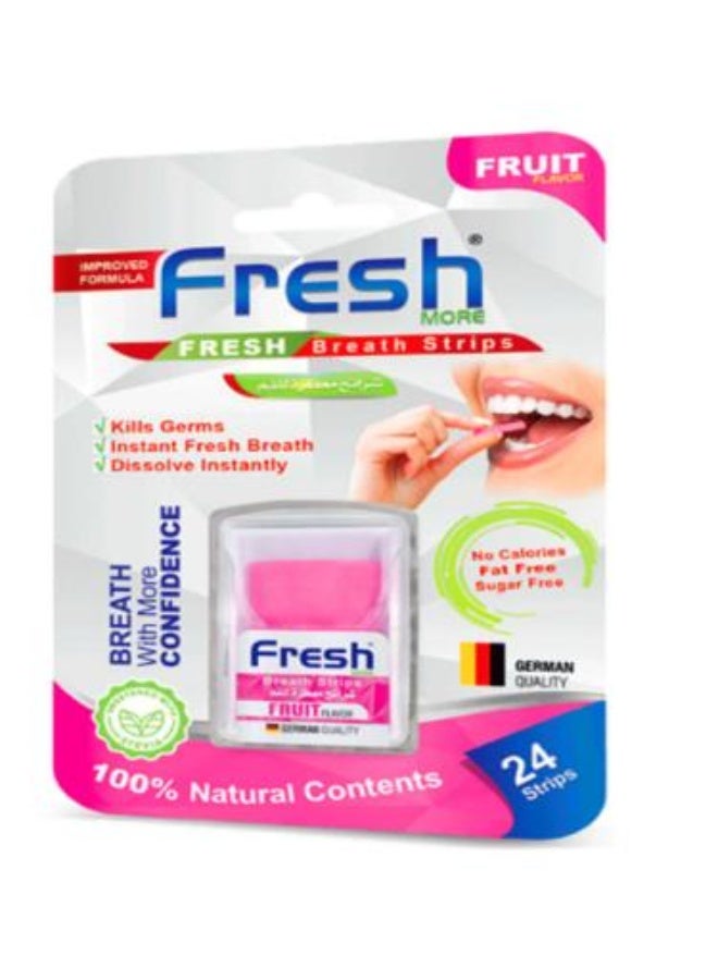 Instant Fresh Breath Dissolvable Oral Strips Sugar Free Mixed Fruit 24 Strips